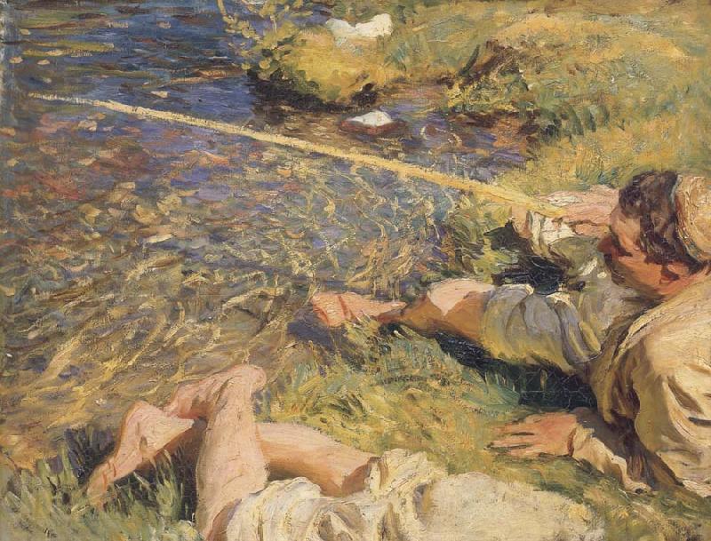John Singer Sargent A Man Fishing oil painting image